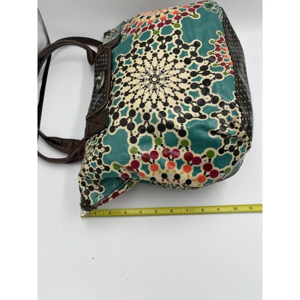 Fossil‎ KEY-PER Key Per Kaleidoscope Coated Canvas Shoulder Tote Purse Teal